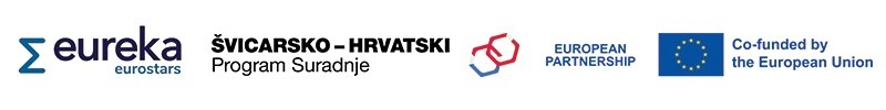 Logotipi programa Eureka Eurostars, Švicarsko-hrvatskog programa suradnje, European Partnershipa i Europske unije.