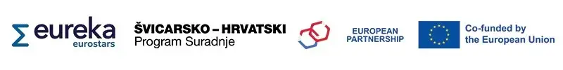 Logotipi programa Eureka Eurostars, Švicarsko-hrvatskog programa suradnje, European Partnershipa i Europske unije.