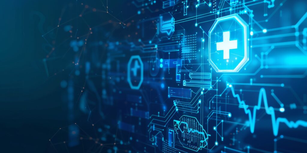 Digitalno sučelje zdravstvene tehnologije s medicinskim simbolima i podacima